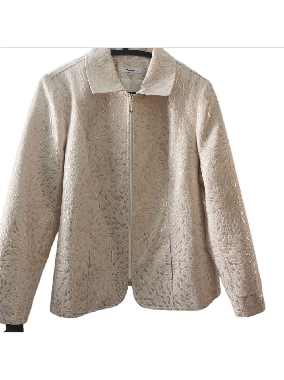 TanJay metallic pearl brocade jacket. Size 16. EUC